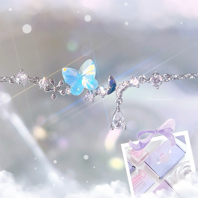 🦋ลด100฿🪞โค้ดหน้าร้าน🩷 💒 honey Peonie 🧚‍♀️ สร้อยข้อมือชุบเงินแท้92.5% กำไลผีเสื้อCynRainbow สร้อยข้อมือเพชร(53)โบว์ หัวใจ