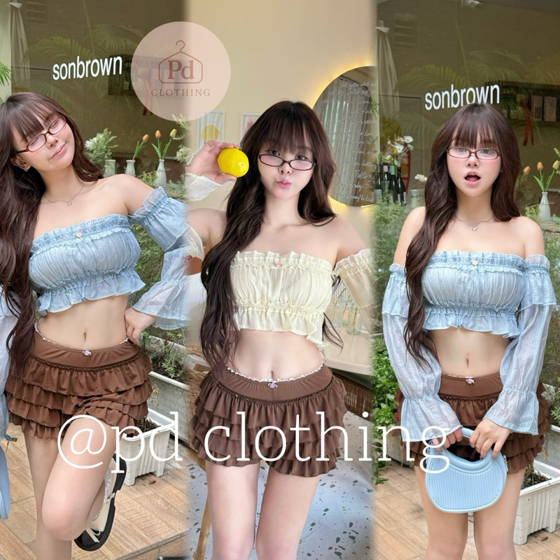 PDSH03 เสื้อปาดไหล่เเขนยาวน่ารักๆ
