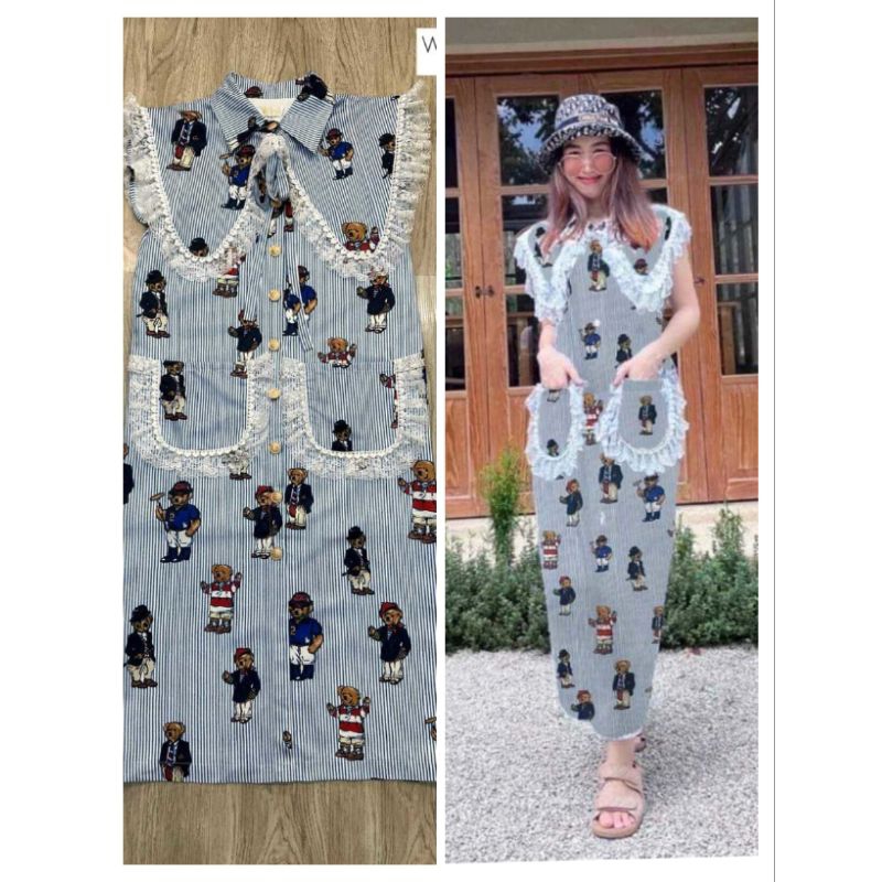 เดรส งานป้าย widelia ลายหมี size L อก/เอว 40 ยาว 43 ของใหม่