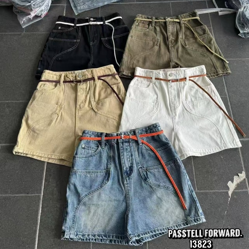 Korea darim short pant With belt มาใหม่เลยค้า กับกางเกงขาสามส่วน มาพร้อมเข็มขัดสานตามแบบ งานป้ายdari