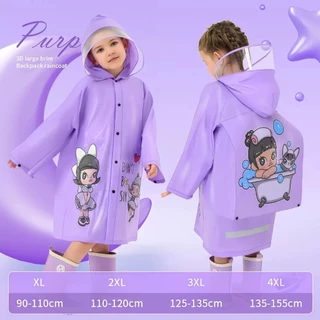 YY-3301,YY-3302เสื้อกันฝนเด็กหญิงและเด็กชาย ชุดกันฝนคุโรมิ หมวกปีกใหญ่ขึ้น กระเป๋านักเรียนใบใหญ่ เสื้อกางฝนเด็ก