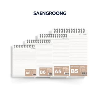 Saengroong สมุดโน๊ตสันห่วงบน สมุดเปิดบน ปกใสขุ่น สมุดเปิดหัว (ขนาด A5,A6,B5,B6 ) บรรจุซองใส 1เล่ม / แพ็ค