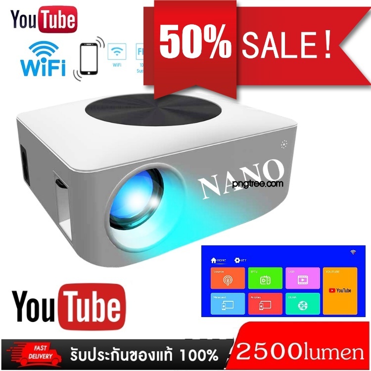 Y2 มินิโปรเจคเตอร์ LED แบบพกพา Wifi Theater Lcd Full Hd Youtube Cinama โปรเจคเตอร์สำหรับ Home Office