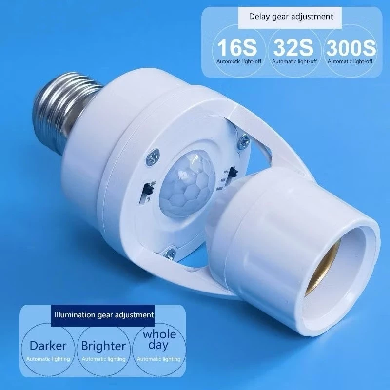 360 องศามนุษย์ Induction Motion Sensor โคมไฟซ็อกเก็ตฐาน AC85-265V Delay Time Switch E27 ฐานผู้ถือซ็อกเก็ตอะแดปเตอร์ L308