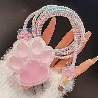 ชุดถนอมสายชาร์จ ชุดพันสาย เคสหัวชาร์จ สำหรับ สําหรับ IPhone 20W ถนอมสายชาร์จลายการ์ตูน ปลอกหุ้มสายชาร์จ ชุดเคสป้องกัน