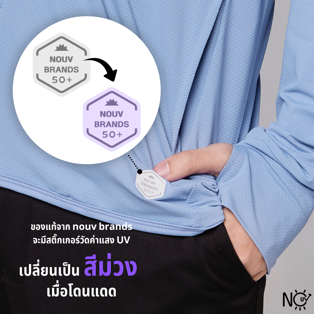 เสื้อคลุม ผู้ชาย เสื้อแจ็คเก็ต เสื้อเย็นระบายอากาศ เสื้อฮู้ดกันแสงแดด กันUV UPF50 NOUV BRANDS รูปที่ 4