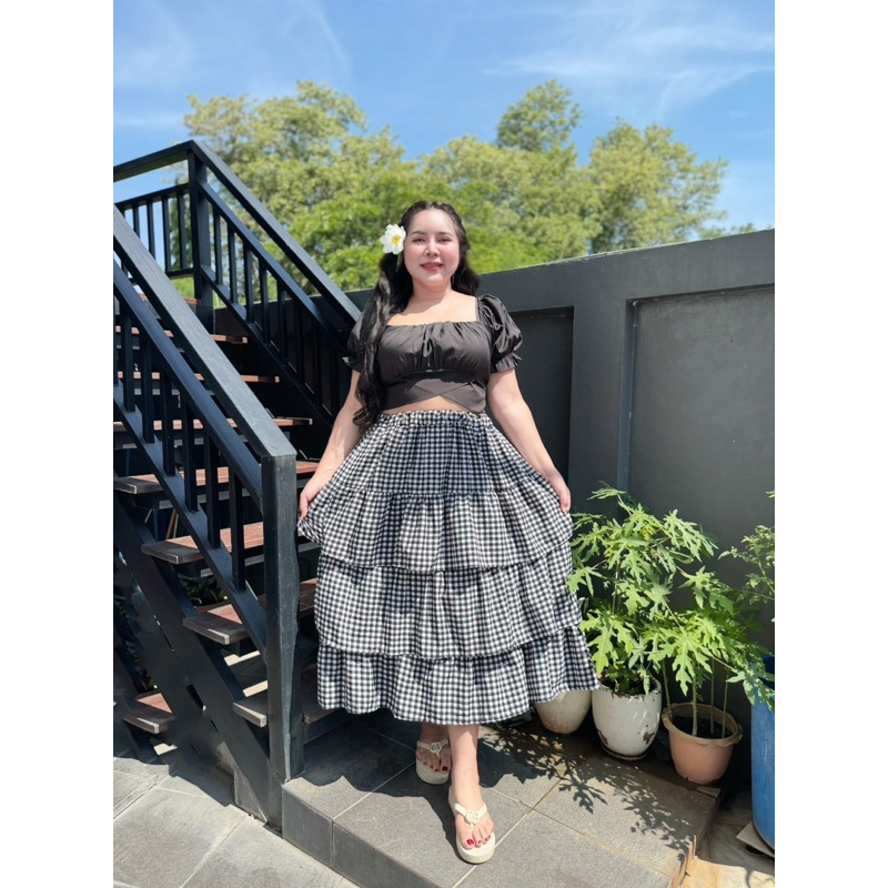 D39-S6K2 🌹 กระโปรงขนมชั้น ทรงเจ้าหญิงโฉมงาม ผ้าอิตาลี เอว 30-60“