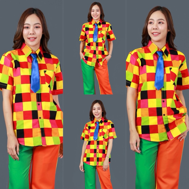 เสื้อเชิ้ตแขนสั้นลายตารางหมากรุก