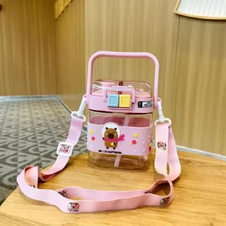 AD159_shop ขวดน้ำ เด็ก กระบอกน้ำ ขนาดพกพา ลายการ์ตูน เปิดได้ 2 ช่อง มีหูจับ พร้อมสายสะพาย กันลื่น