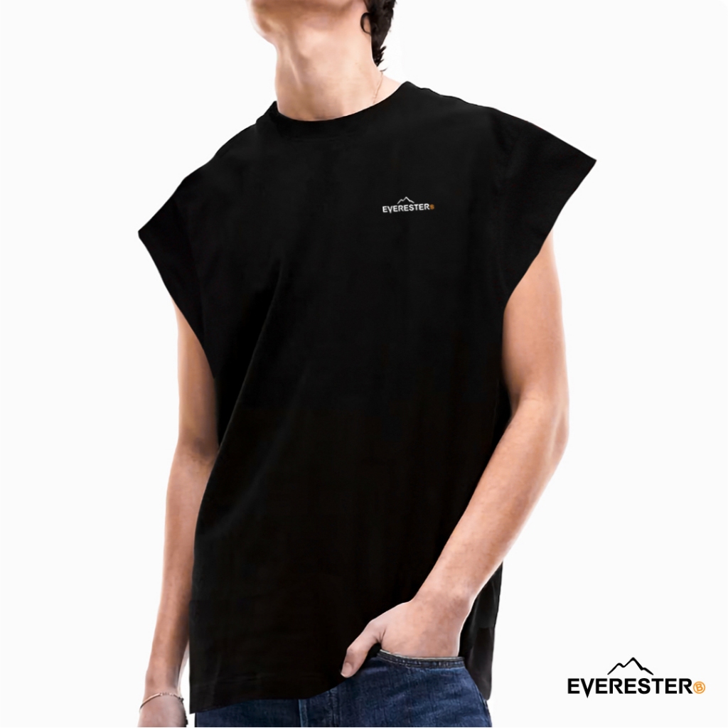 EVERESTER เสื้อยืด คอฟิต - แขนปีกนก Original 100% เสื้อผู้ชาย Oversize สีดำ ขาว Wing
