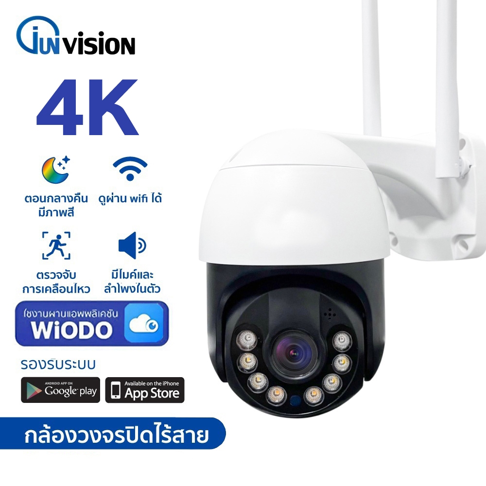 Junanvision กล้องวงจรปิดกันน้ำ เชื่อมwifi 2.4G ภาพคมชัด พูดตอบโต้ได้ กล้องหมุนได้ 355 องศา