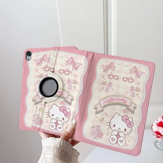 🌻24 ชั่วโมง🌻เคสป้องกัน iPad Air8 Gen9 pink Kitty Air5 หมุนได้ 360° Air7 เหมาะกับ mini7 Gen11 gen12