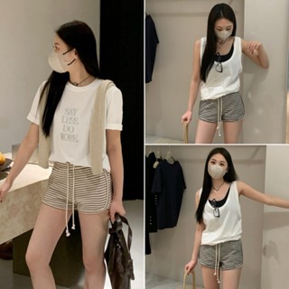 cherryshop🍒พร้อมส่ง กางเกงขาสั้นผู้หญิง กางเกงเอวสูงปรี๊ดขาส…