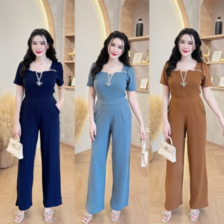 ชุดเซตยาวผ้าวูลเวฟ เสื้อคอวีแต่งลูกไม้แต่งโบว์เพชร+กางเกงเอว…