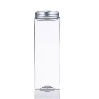 [พร้อมส่ง] ยกลัง 50 ชุด ขวดพลาสติกใส PET ทรงสี่เหลี่ยม 500ml ฝาอลูมิเนียม ขวดน้ำ ชาผลไม้ ชาไข่มุก