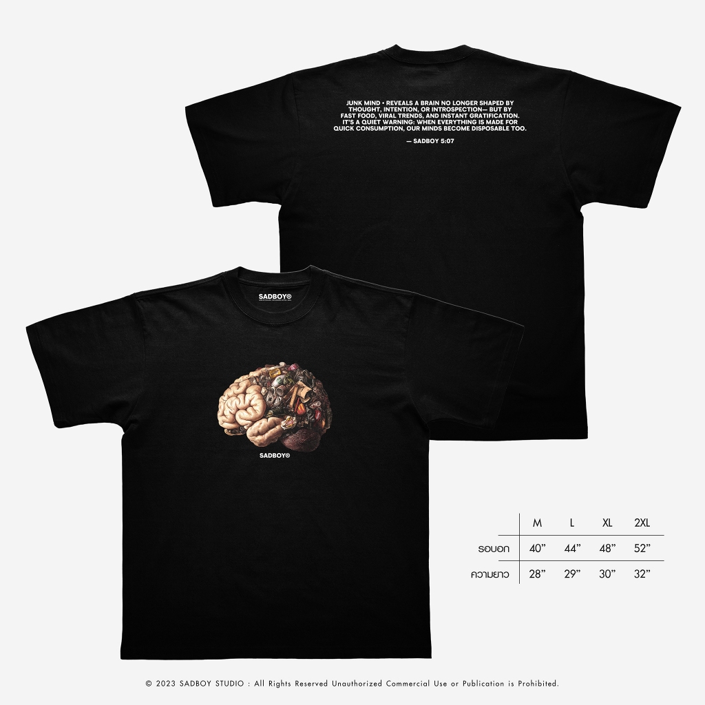 [ ส่งด่วน ] SADBOY® | Junk Mind | 100% Organic Cotton ราคา ถูกที่สุด ดีลบีเคเค