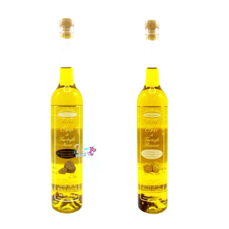 Tartufi jimmy Truffle Olive Oil น้ำมันมะกอกผสมทรัฟเฟิล 100 ml. black white