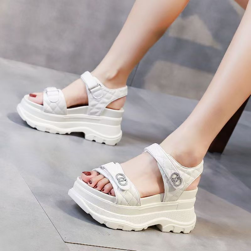 🔥จัดส่งทันที🔥รองเท้าแตะแฟชั่น รองเท้าส้นตึก กันลื่น สไตล์เกาหลี สูง7cm งานมาใหม่สวยมากคะ Size 35-40 G258