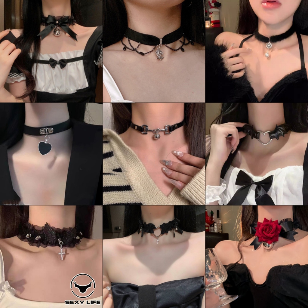 ปลอกคอ   ลูกไม้ โบว์ กระดิ่ง อุปกรณ์คอสเพลย์  พร้อมจี้หนัง มีให้เลือกหลายแบบ  กุญแจมือ, กำไลข้อเท้า