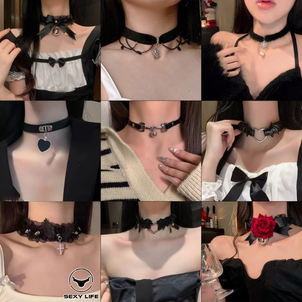 ปลอกคอ ลูกไม้ โบว์ กระดิ่ง อุปกรณ์คอสเพลย์ พร้อมจี้หนัง มีให้เลือกหลายแบบ กุญแจมือ, กำไลข้อเท้า