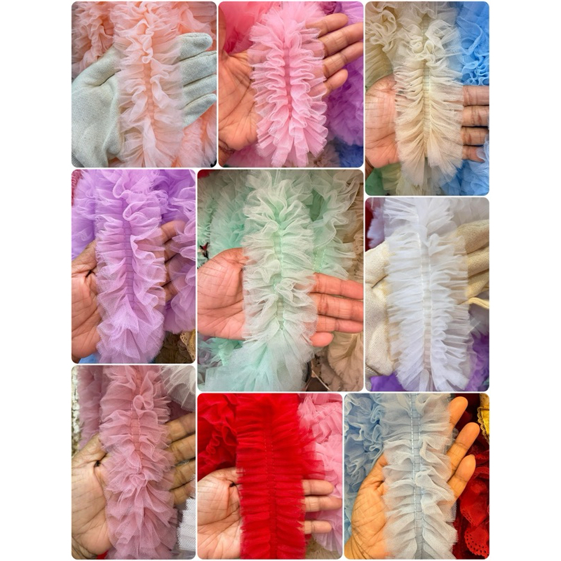 ลูกไม้ตาข่ายนิ่ม ระบายตกแต่งเสื้อผ้า หน้ากว้าง6cm(1หลา=90ซม)