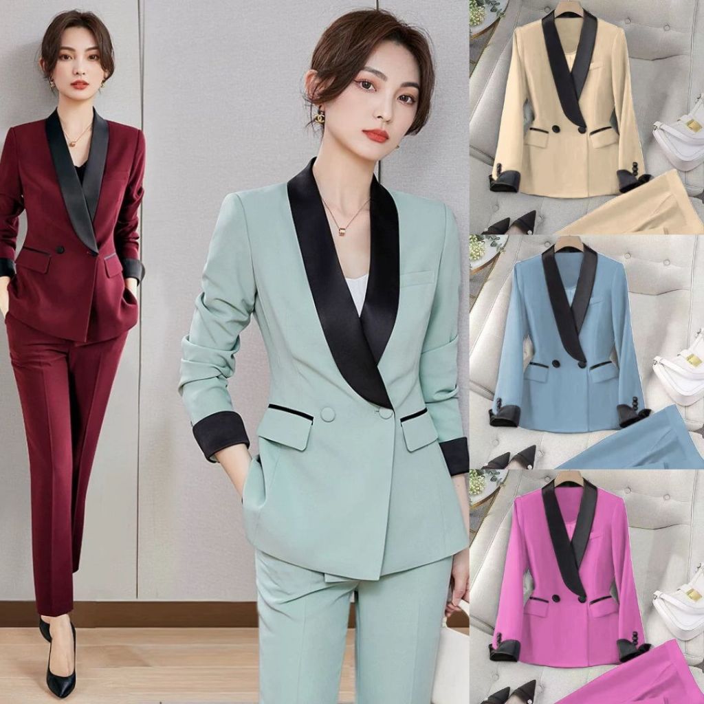 SUIT-25 ชุดเซ็ตสูท ชุดสูททำงาน Blazer สำหรับผู้หญิง S-4XL เสื้อแขนยาว กางเกงขายาว สินค้าพร้อมส่ง