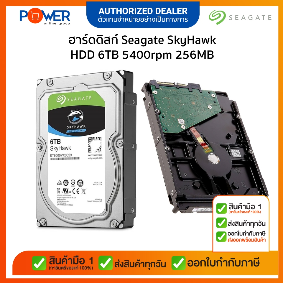 Seagate SkyHawk HDD ฮาร์ดดิสก์ 6TB 5400 RPM (ST6000VX001)