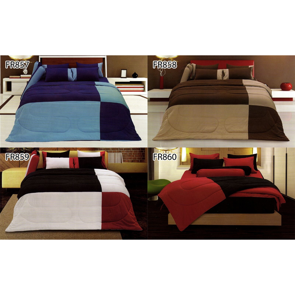 ผ้าปูที่นอน ผ้านวม Fair Lady Refine ครบชุด 3.5 5 6 ฟุต ที่นอนสูง 14 นิ้ว นวม 70x90 90x100 สีพื้น เขี