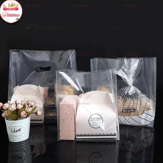 🍞ใหม่🍞ถุงพลาสติกใส่ขนมปังใส่อาหารมี3ไซส์ให้เลือก1แพ็คมี50ใบ บรรจุภัณฑ์เบเกอรี่หนา ถุงหูหิ้ว ถุงเบเกอรี ถุงใส่เค้ก