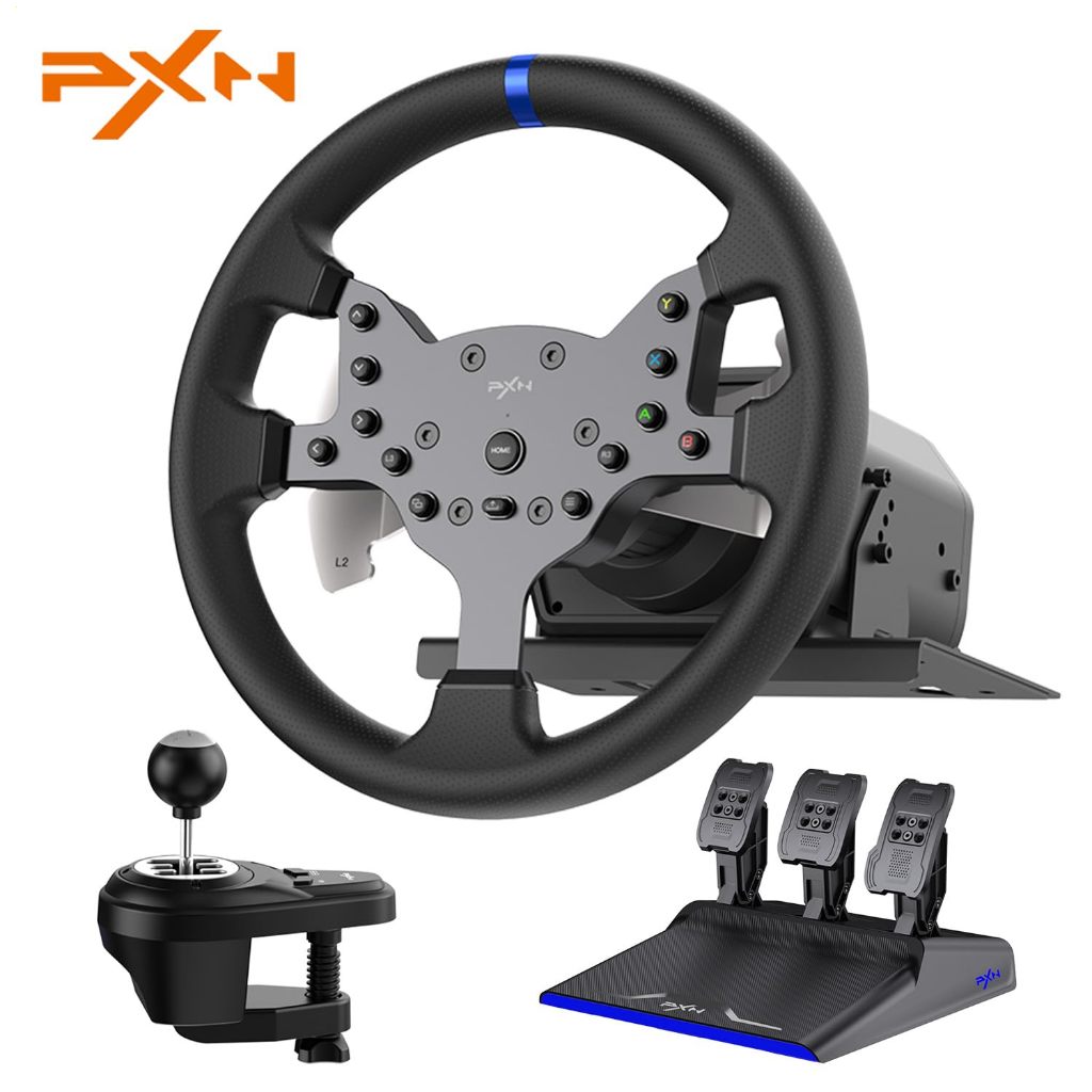 พวงมาลัยเกมแข่งรถ PXN V99 Driving Force Steering Wheel, 3.2Nm Dual-Motor Force Feedback Base