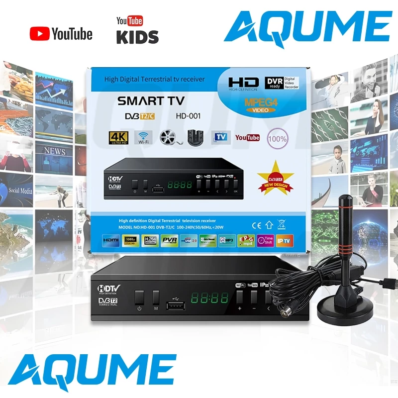 กล่องทีวี wifi กล่องรับสัญญาณ ดิจิตอลทีวี DVB-T2/C 4K กล่องรับสัญญาณทีวีดิจิตอล TIKTOK YOUTUBE TVBOX