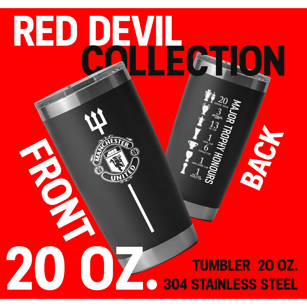 แมนยูไนเต็ด l "ทำเนียบแชมป์2" แก้วเก็บเย็น 20oz รุ่นขอบเลสพรีเมี่ยม แฟนบอลผีแดงต้องมี!!