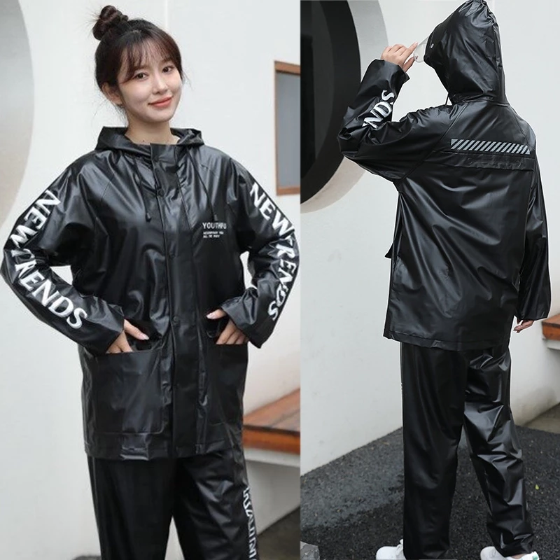 ชุดกันฝน เสื้อ+กางเกง มีแถบสะท้อนแสง หมวกติดเสื้อ thumbnail 3