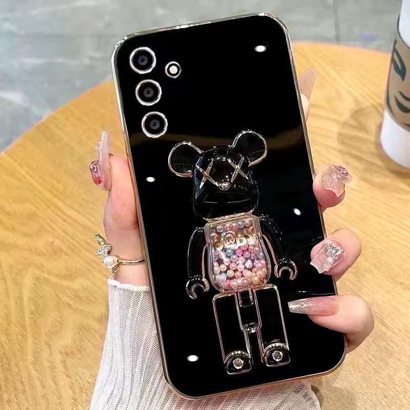 เคสขอบตรง ขาตั้งน้องหมี สำหรับรุ่น Vivo Y100 เคสกันกระแทก TPU ขาตั้งหมี