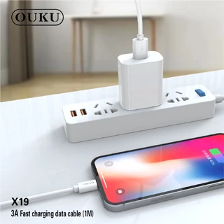 ใหม่!! ประหยัดสุด!! OUKU X19 สายชาร์จโทรศัพท์มือถือ 3A สำหรับ Micro USB/Type-C/IOS สายแข็งแรงใช้ได้นาน ราคาถูก พร้อมส่ง