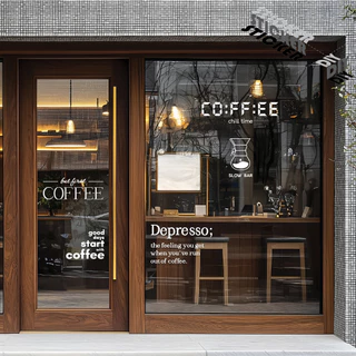 สติ๊กเกอร์ กาแฟ / Coffee / Cafe (PVC ไดคัทตกแต่งกระจก ผนัง ประตู)