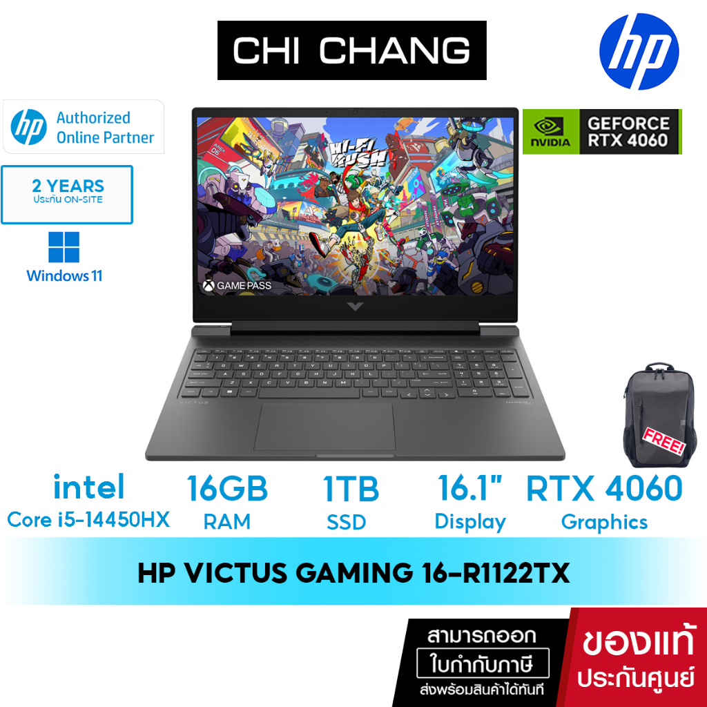 โน๊ตบุ๊ค HP Victus Gaming Laptop 16-R1122TX Notebook - i5-14450HX/ 16GB/ 1TB SSD/ RTX 4060