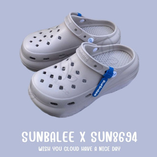 SHO-SUN8694 รองเท้าหัวโตสีพื้น แถบ sunbalee รองเท้าเสริมส้นแ…