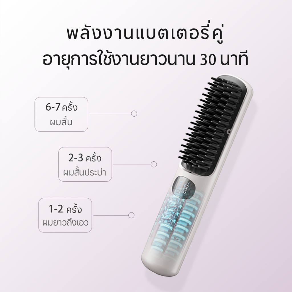 [NEW]Yoole Hair Straightening Brush ยูเลอร์ หวีไฟฟ้าไร้สาย แปรงยืดผมไฟฟ้า พกพาสะดวก มีไอออนบำรุงเส้นผม - รูปที่ 3