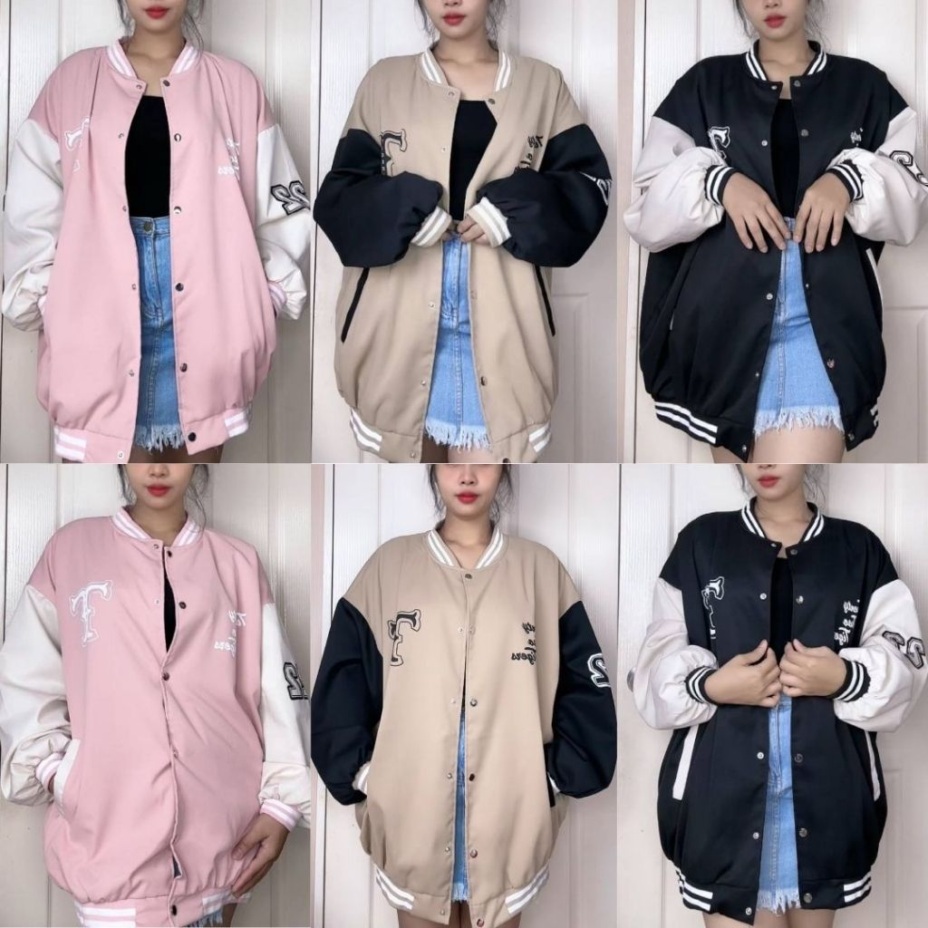เสื้อคลุมแจ็คเก็ตแขนยาว Oversize ไซส์ใหญ่ ซับในผ้าร่ม พิมลายกระดุมหน้ากระเป๋าข้าง สินค้าพร้อมส่ง B09