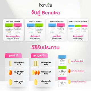 [เซตคู่] Benutra Tetra SOD + PYCNOGENOL บีนูทร่า Astaxanthin ลดปัญหาฝ้า กระ ผิวขาวใส ต้านอนุมูลอิสระ