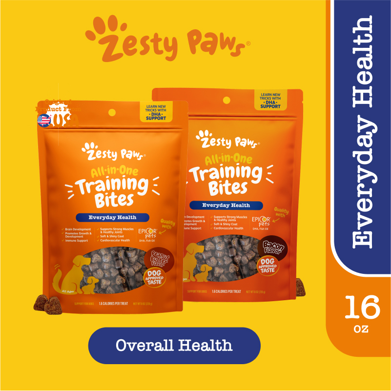 Zesty Paws All In One Training Bites - Bacon (EXP:11 2026) / Peanut Butter (EXP:02 2027) Flavor (8oz/12oz)