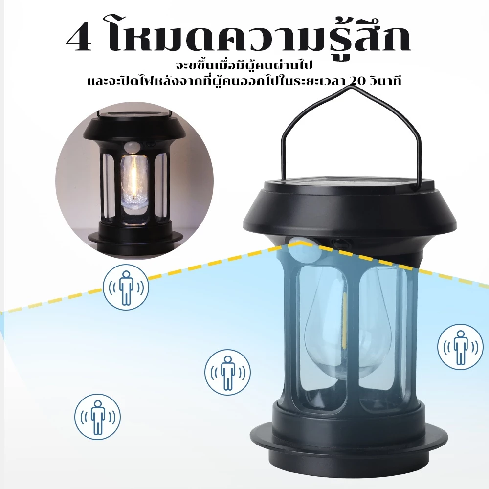 EBUYBEST ย้อนยุค ไฟแคมป์ปิ้งชาร์จแบต พลังงานแสงอาทิตย์ ตะเกียงแค้มปิ้ง แบบพกพา USB โคมไฟตั้งแคมป์ ปรับความสว่างได้ thumbnail 5