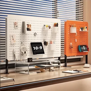 กระดานหลุม Pegboard DIY แผ่นกระดานติดผนัง เพ็กบอร์ดติดผนัง แขวนเครื่องมือบนโต๊ะโดยไม่ต้องเจาะรู
