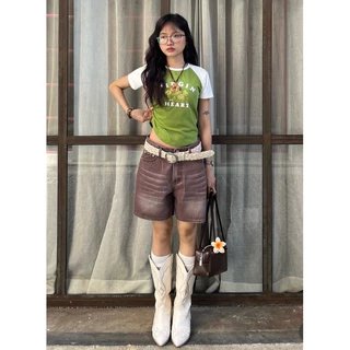 Proudly.bkk Sun Summer short jeans ยีนส์ขาสั้น ซัมเมอร์ ผ้ายีนส์ฟอกไม่ยืด