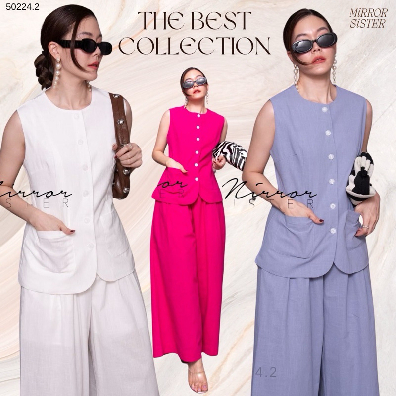 50224.2 เซ็ทเสื้อคู่กางเกง ชุดเก๋ๆ Mirrorsister