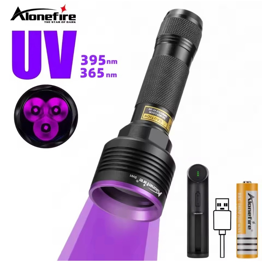 ไฟฉาย UV 3x365nm 15W SV41อัลตร้าไวโอเล็ตเครื่องตรวจจับปัสสาวะรอยคราบหมึกที่มองไม่เห็น