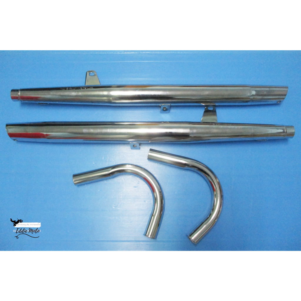 EXHAUST MUFFLER & HEADER CHROME PIPE SET For SUZUKI K125 // ท่อไอเสีย ท่อคู่ ไม่มีตะเข็บ คอท่อ ชุบ