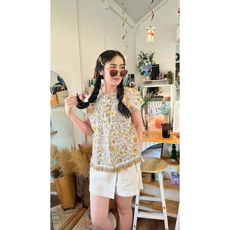เสื้อผ้าฝ้ายอินเดีย ผ้าคอตตอนอินเดีย ทรงคอกลมกระดุมหน้า handblock ราคา ถูกที่สุด ดีลบีเคเค แกลเลอรีภาพที่ 8