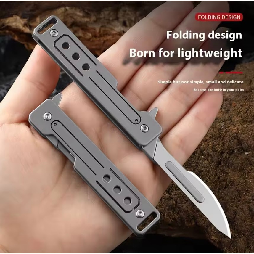 T37 Titanium Alloy Art มีดพับใบมีด Sharp แบบพกพา Express มีดขนาดเล็กพวงกุญแจอเนกประสงค์กลางแจ้ง Mini มีด